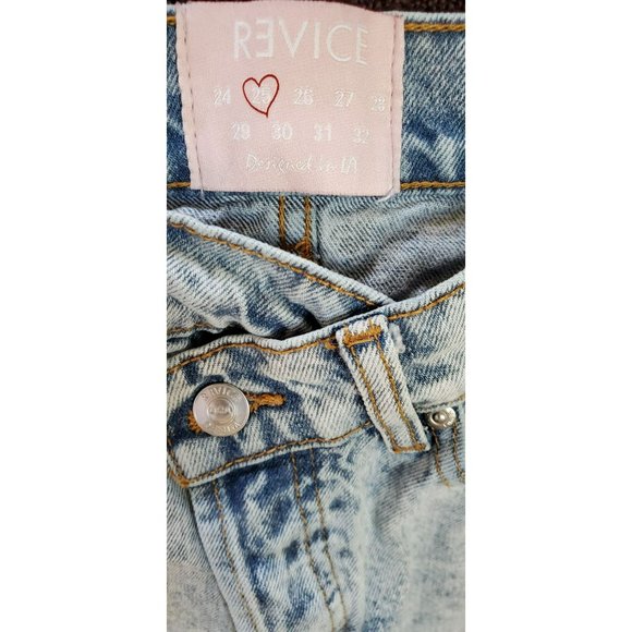Women's Revice Retro Acid Denim Washed Jeans Off Center Button Size 25 - Picture 2 of 5
